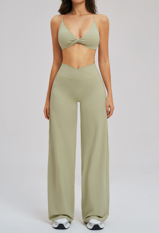 Brushed Cross Waist Yoga Set